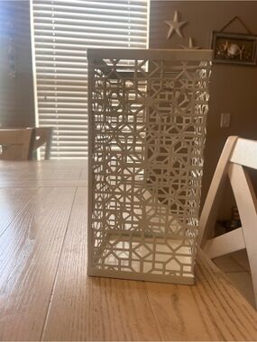 White Decorative Geometric Lantern/Candle Holder
